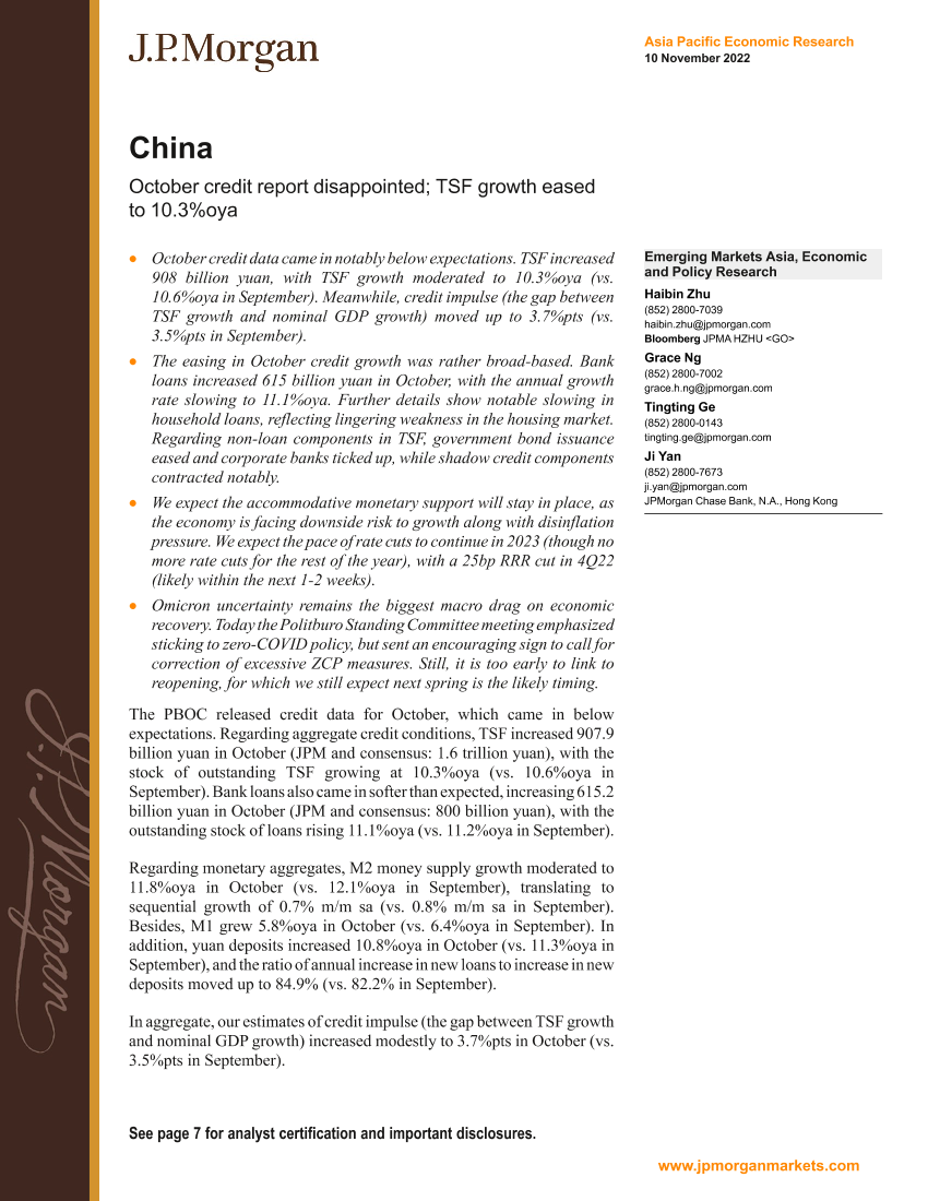 2022-11-10-JPMorgan Econ  FI-China  October credit report disappointed; TSF growth eased...-991638592022-11-10-JPMorgan Econ  FI-China  October credit report disappointed; TSF growth eased...-99163859_1.png